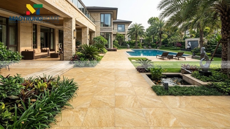 Sân vườn sang trọng lát gạch Canary