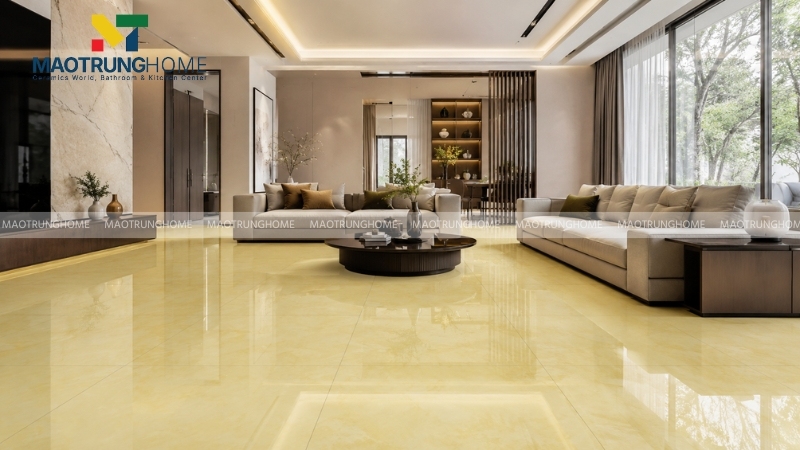 Gạch Canary khổ lớn tạo cảm giác rộng rãi cho căn phòng khách nhà bạn