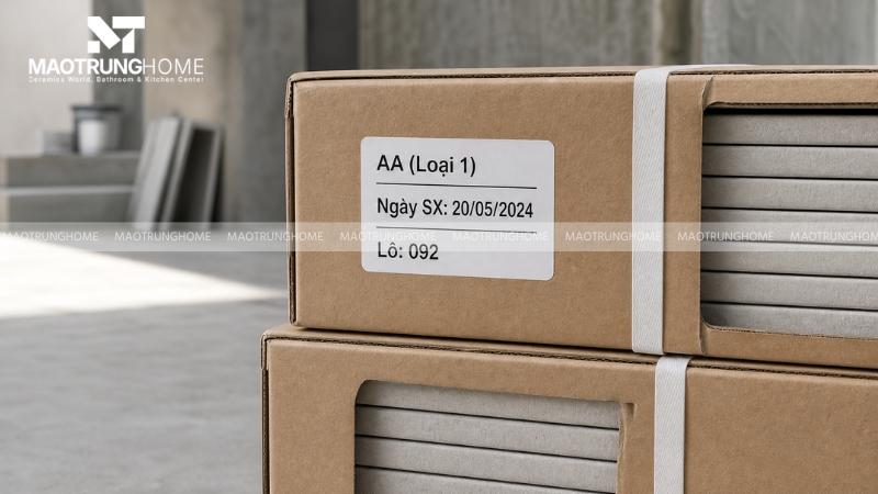 Gạch Hoàng Gia hiển thị rõ mã "AA" (loại 1)