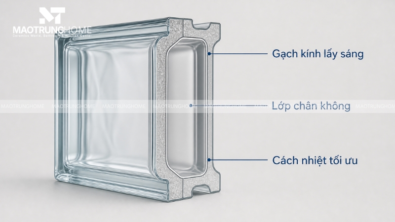 Cấu tạo rỗng của gạch kính 