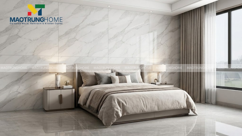 Phòng ngủ lát gạch Thạch Bàn tối giản