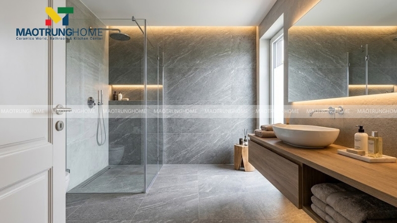 Nhà vệ sinh kiến trúc hiện đại được lát gạch Toko chống trượt