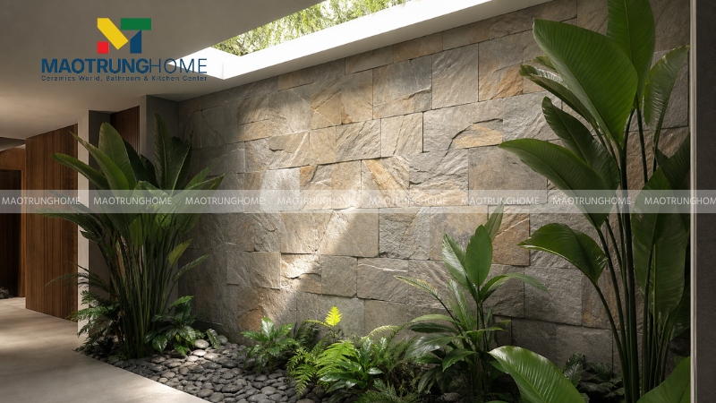 Chọn mẫu đá ốp giếng trời cho nhà sang trọng, tinh tế (Mẫu 5)