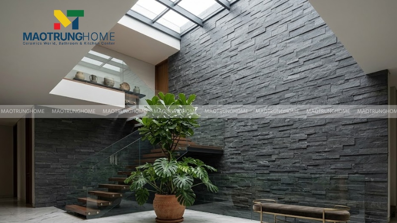 Chọn đá ghép que hoặc đá thanh dài cho giếng trời