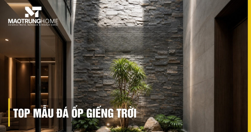 Top mẫu đá ốp giếng trời đẹp: Sang trọng và bền đẹp theo năm
