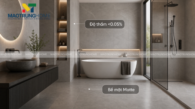 Đá ốp tường trang trí cho phòng tắm phải chống thấm nước tốt