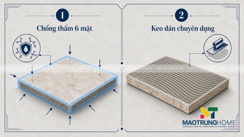 Hướng dẫn quy trình quét hóa chất chống thấm 6 mặt đá và thi công bằng keo dán polymer cement