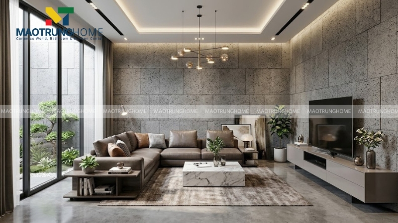 Đá ong xám phù hợp với những căn phòng kiến trúc hiện đại