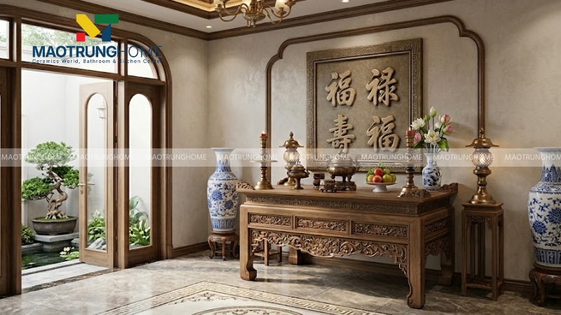 Mẫu gạch 3D tranh tứ quý, Phúc - Lộc - Thọ (Mẫu 3)