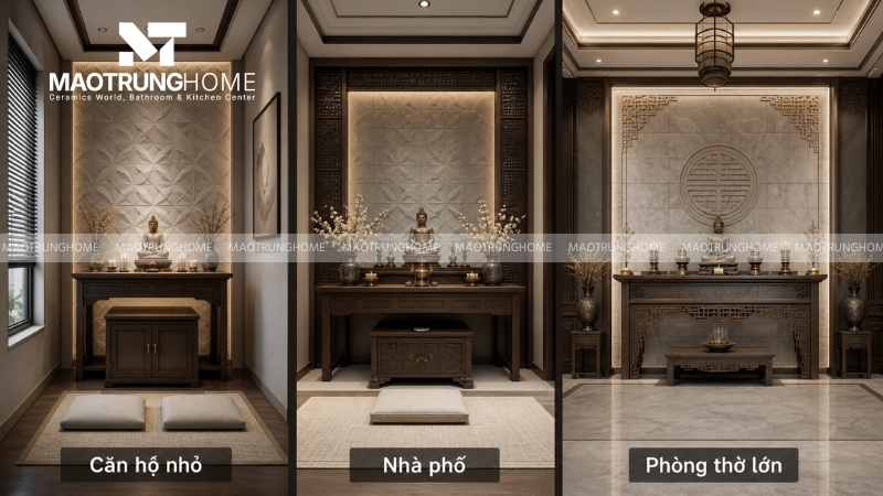 Cách chọn mẫu gạch 3D theo từng không gian phòng thờ
