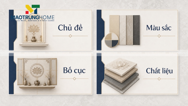 Tiêu chí chọn gạch 3D ốp tường phòng thờ đẹp, trang nghiêm và dễ ứng dụng