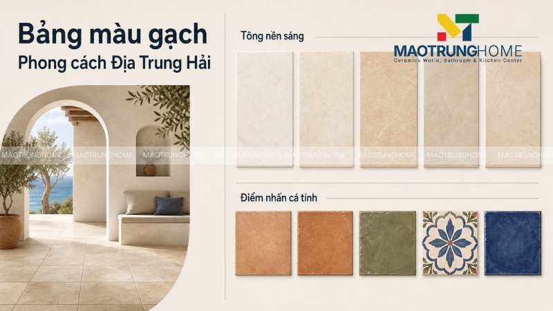 Bảng màu gạch đặc trưng của phong cách Địa Trung Hải