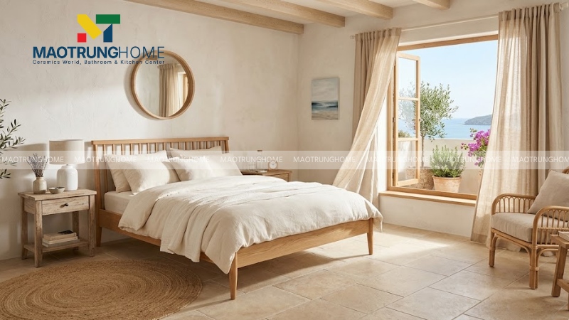 Gạch men matt màu be cát cho phong cách Địa Trung Hải (Mẫu 2)