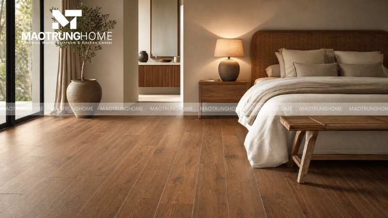 Gạch giả gỗ tone nâu ấm (Mẫu 4)