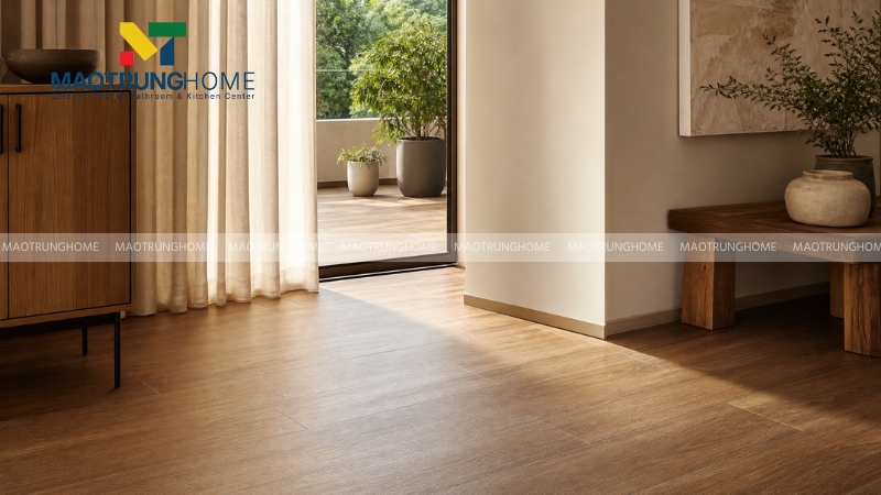 Gạch giả gỗ tone nâu ấm (Mẫu 1)