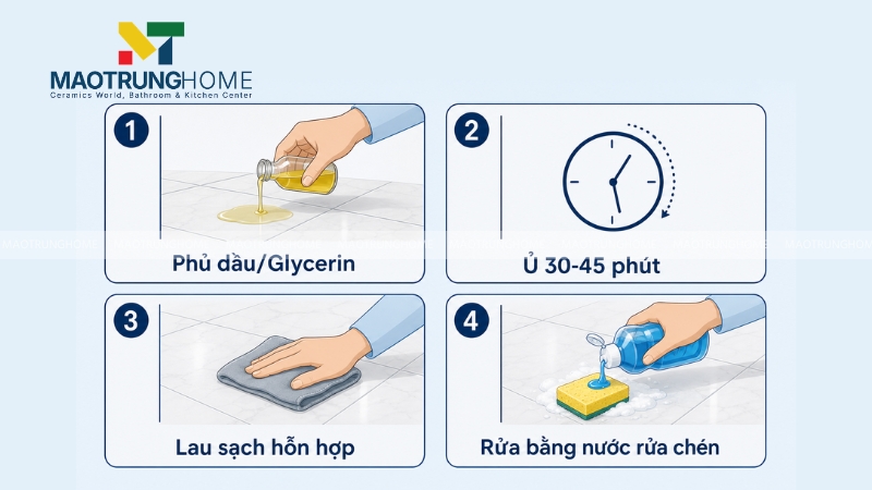 Các bước dùng dung môi sinh học để tẩy nhựa đường trên bề mặt gạch cho không gian kín