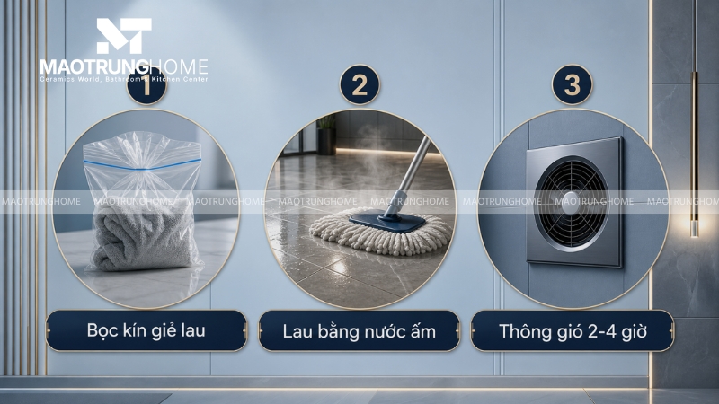 Quy trình xử lý mùi dầu và phục hồi bề mặt sàn gạch