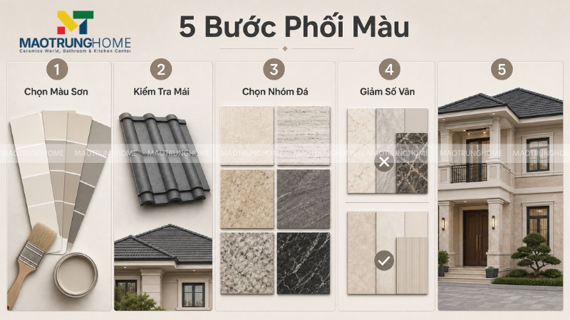 Cách chọn màu đá ốp biệt thự hài hòa