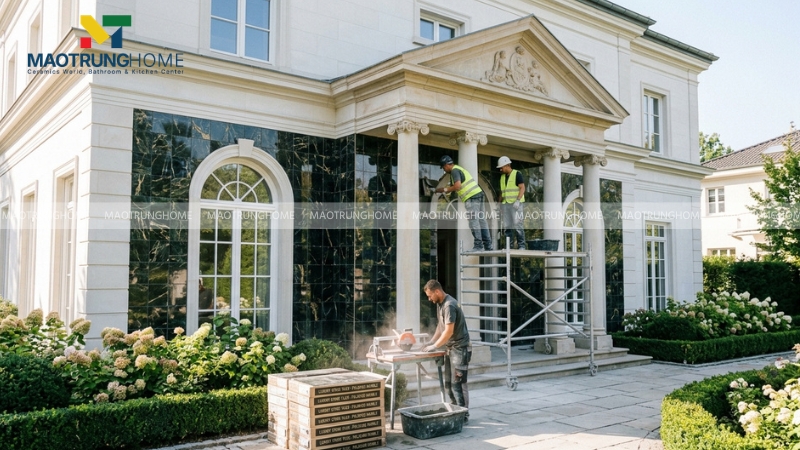 Biệt thự tân cổ điển ốp đá mặt tiền 