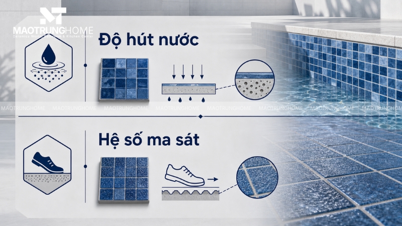 Thông số kỹ thuật tiêu chuẩn về độ hút nước và hệ số ma sát 