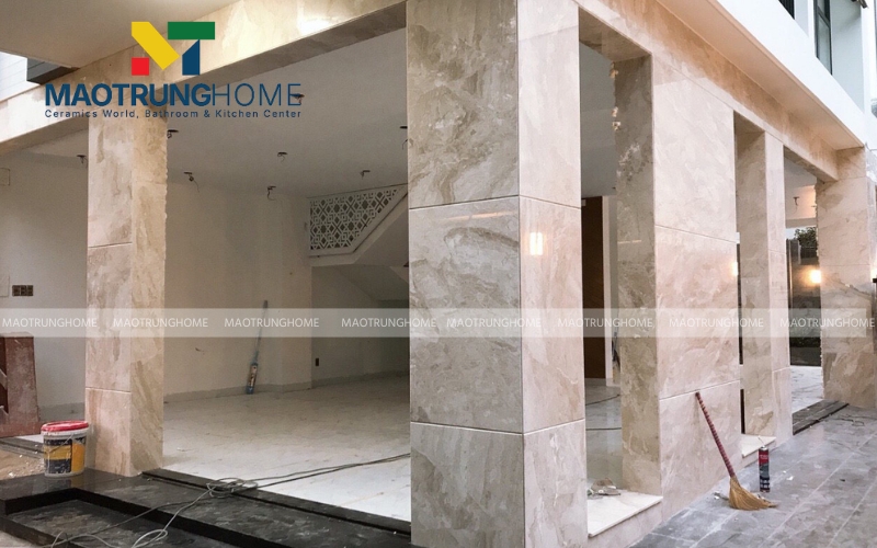 Gạch porcelain thay thế đá tự nhiên ốp mặt tiền
