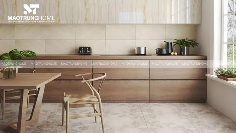Tường khu vực gia công nấu nướng