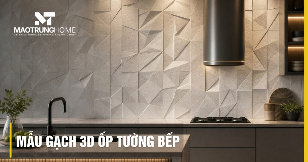 Top 10 mẫu gạch 3D ốp tường bếp đẹp, dễ vệ sinh năm 2026