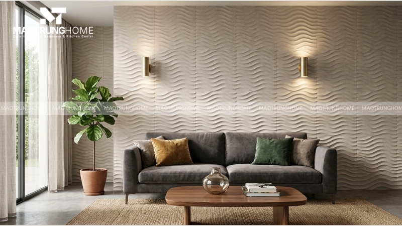 Mẫu gạch 3D sóng mềm, đường cong nhẹ