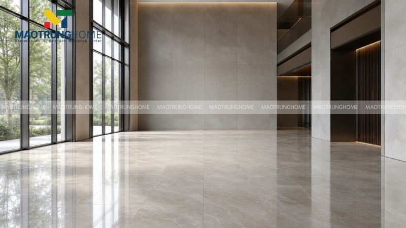 Bề mặt gạch Bạch Mã được xử lý bằng lớp men chống mài mòn, giữ độ sáng bóng lâu dài và chịu lực cọ xát tốt