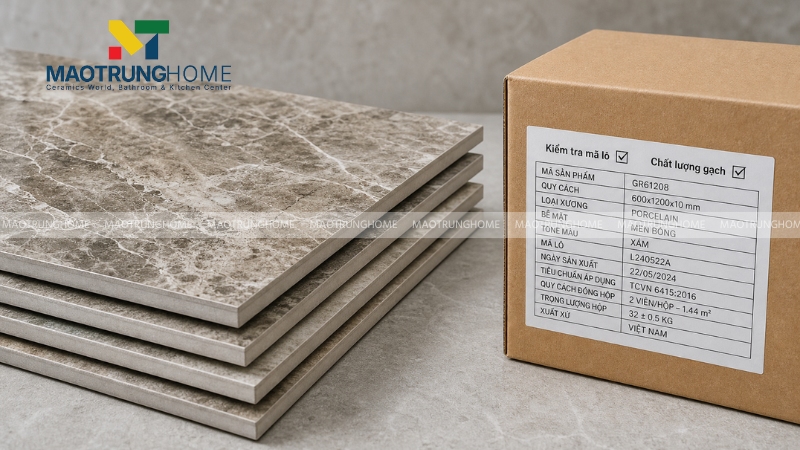 Cần chọn loại gạch có thông tin nguồn gốc, thương hiệu và mã lô rõ ràng