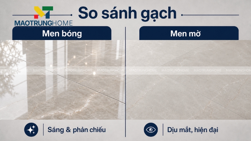 Bảng so sánh men bóng và men mờ