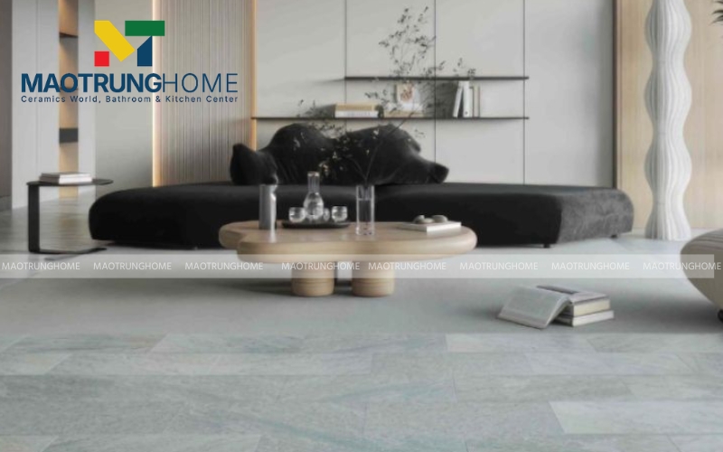Ứng dụng gạch vân đá bề mặt mờ cho phong cách thiết kế đương đại