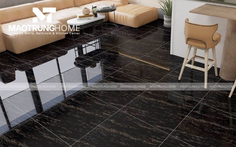 Ứng dụng gạch lát nền 60x60 tone đen tuyền ấn tượng
