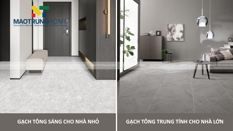Chọn gạch granite theo diện tích và ánh sáng 