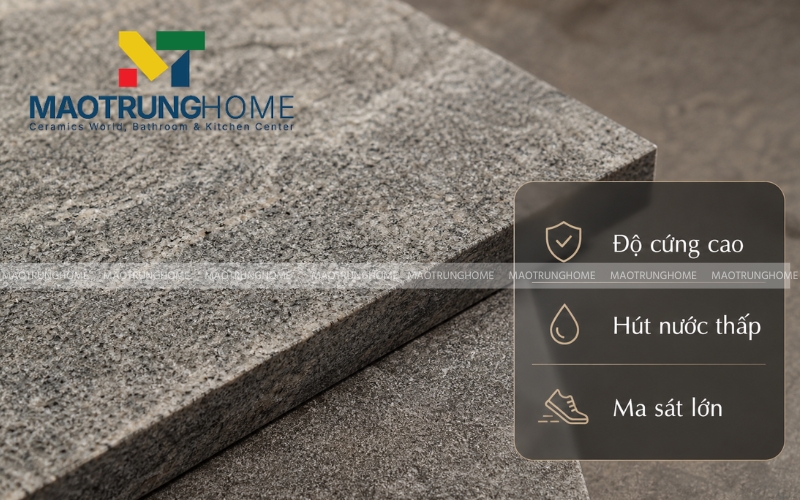 Cận cảnh bề mặt gạch granite nhám chống trơn
