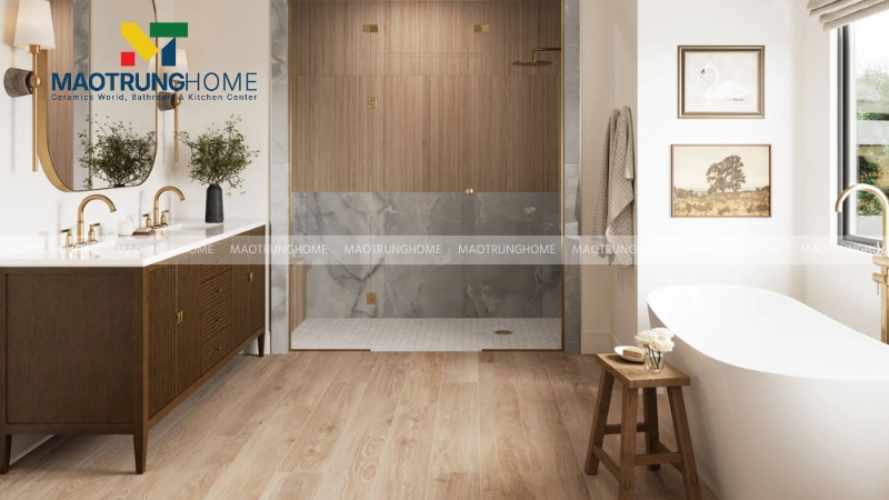 Mẫu gạch granite giả gỗ cho nhà tắm, ban công có mái, khu vực ẩm (Mẫu 2)