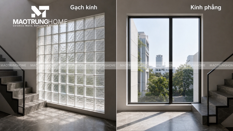 Gạch kính cho hiệu ứng chiếu sáng và độ riêng tư tốt hơn kính phẳng