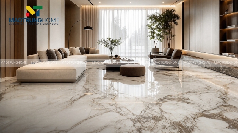 Gạch Ý gam màu trung tính giúp nền nhà nhẹ mắt hơn, tạo cảm giác rộng và thoáng hơn