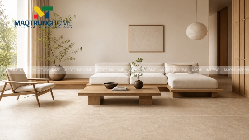 Gạch lát nền phong cách Japandi là nhóm gạch mang cảm giác tối giản