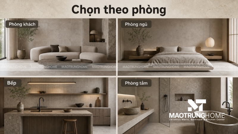 Chọn gạch Wabi Sabi theo từng không gian trong nhà