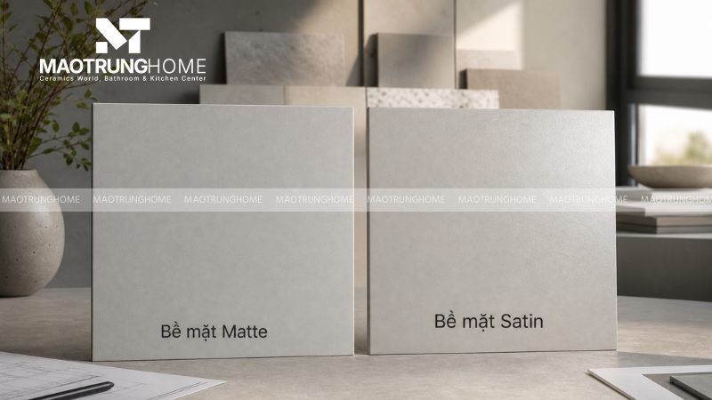Tiêu chí chọn gạch ốp lát phong cách Minimalism theo bề mặt gạch