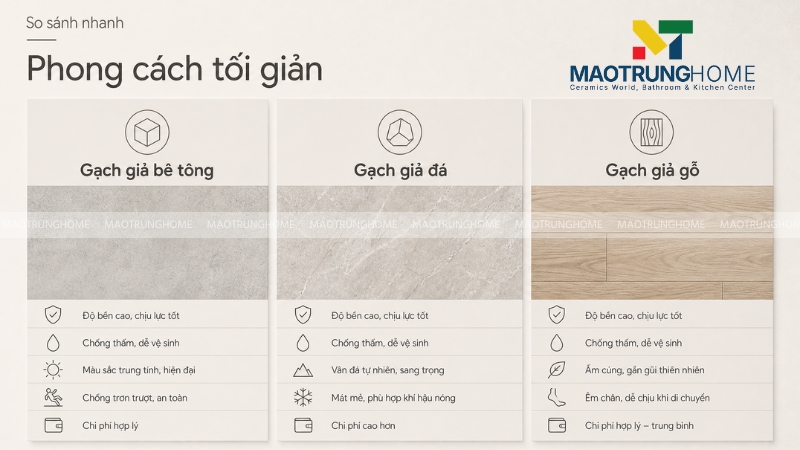 Các loại gạch ốp lát phù hợp phong cách Minimalism