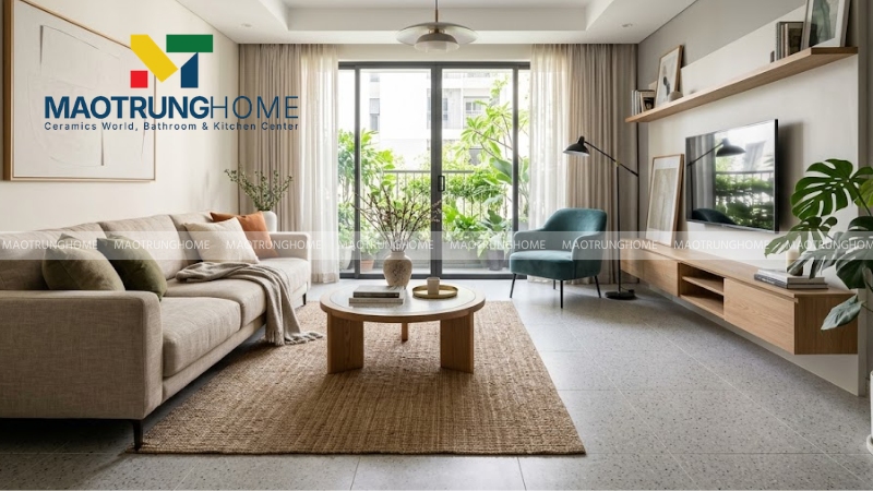 Mẫu terrazzo hạt mịn, ít tương phản (Mẫu 2)