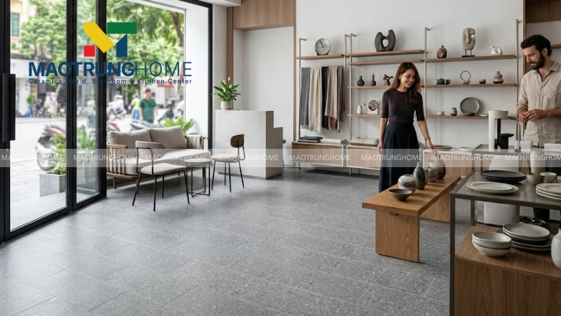Mẫu xám, ghi, xi măng terrazzo (Mẫu 2)