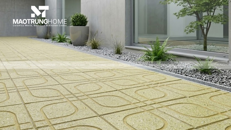 Mẫu gạch terrazzo 400x400 chữ thập, kẻ ô, 8 khía (Mẫu 2)