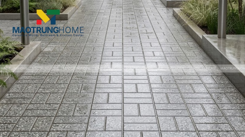 Mẫu gạch terrazzo 400x400 chữ thập, kẻ ô, 8 khía (Mẫu 4)