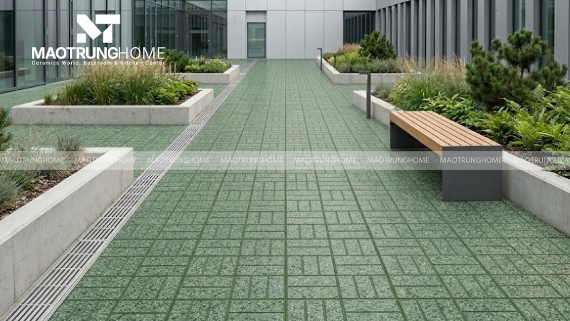 Mẫu gạch terrazzo 400x400 chữ thập, kẻ ô, 8 khía (Mẫu 5)