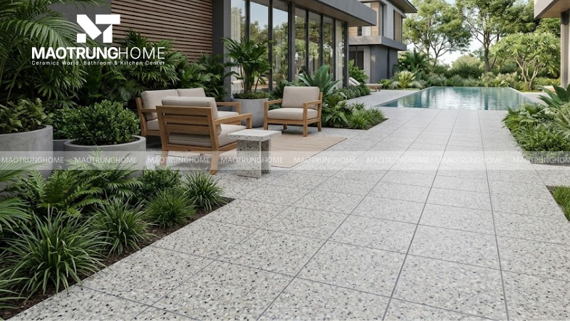 Mẫu gạch terrazzo 400x400 trơn hoặc hạt đá lấm tấm (Mẫu 2)