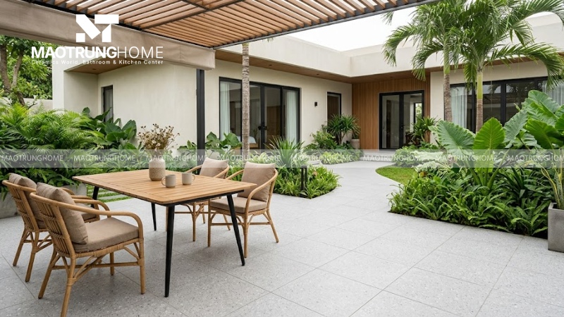 Mẫu gạch terrazzo 400x400 trơn hoặc hạt đá lấm tấm (Mẫu 4)