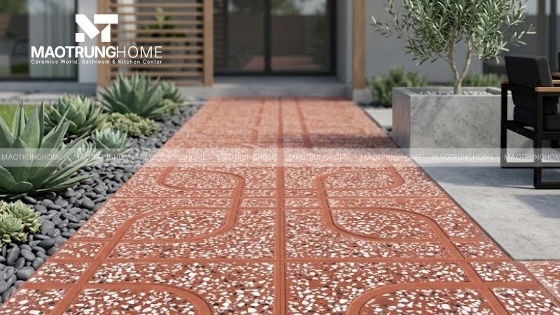 Mẫu gạch terrazzo 400x400 mắt nai, mắt phụng, rẻ quạt (Mẫu 4)